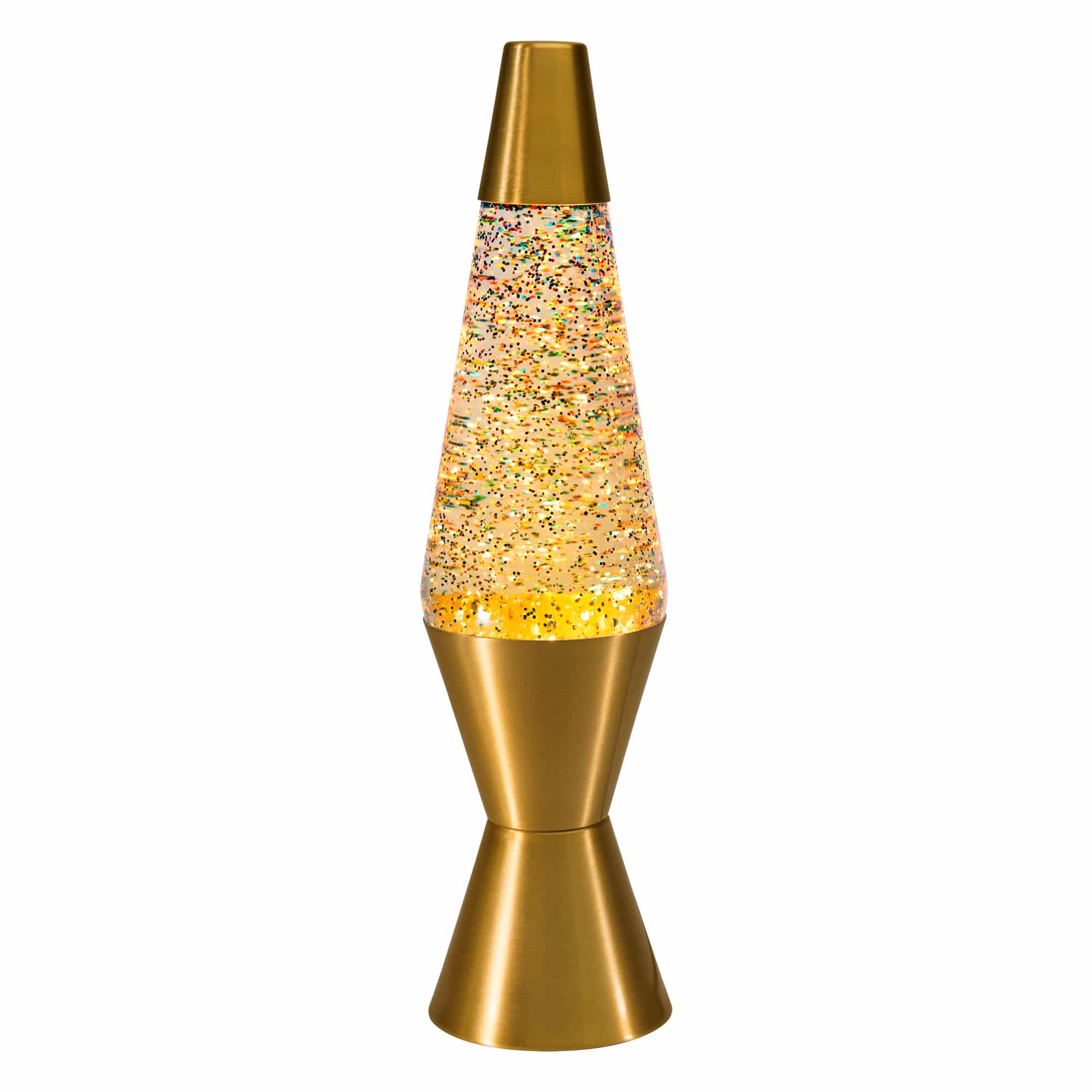 14.5" LAVA LAMP RAINBOW GLITTER - CLEAR/GOLD